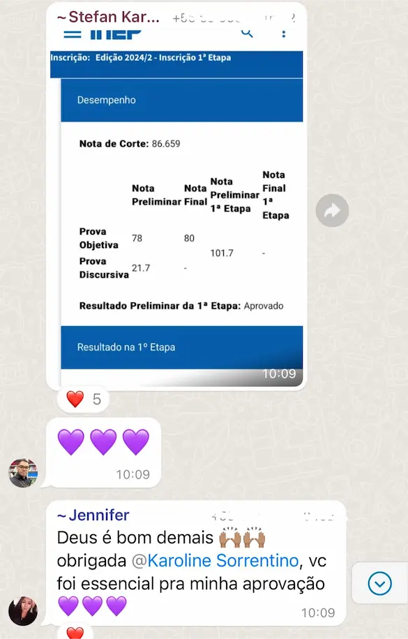 Depoimento de Stefan aprovado com nota 101,7