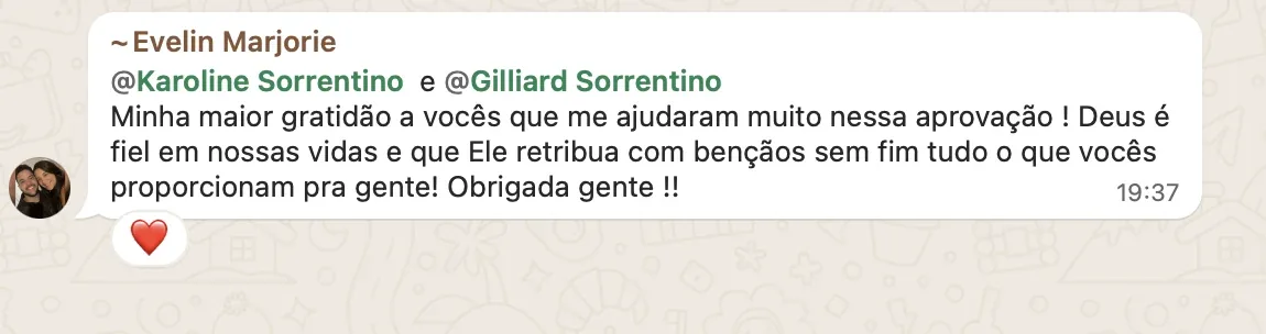 Depoimento de aprovação 3